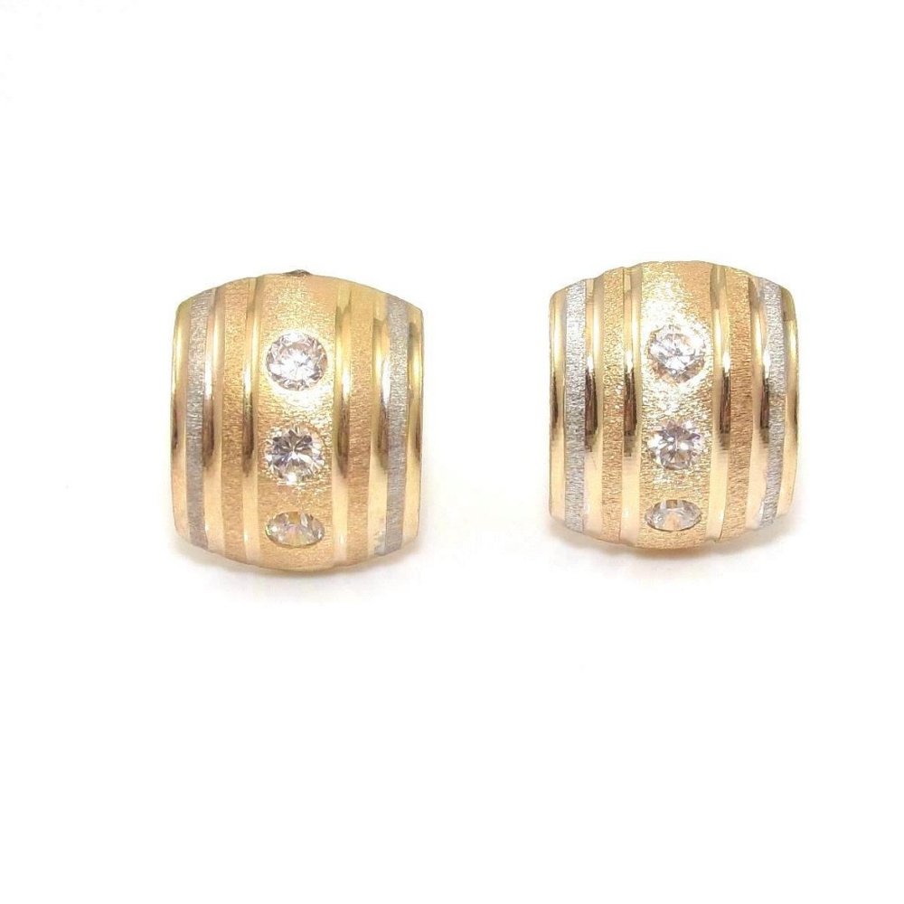 18K Yellow White Gold 2/3 ct Clear CZ French Clip Earrings